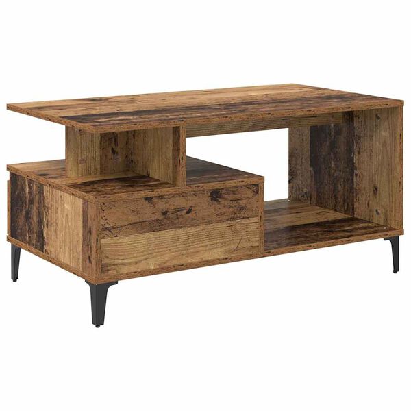 vidaXL Τραπεζάκι σαλονιού with Drawer Παλαιό ξύλο 90 x 49 x 45 εκ