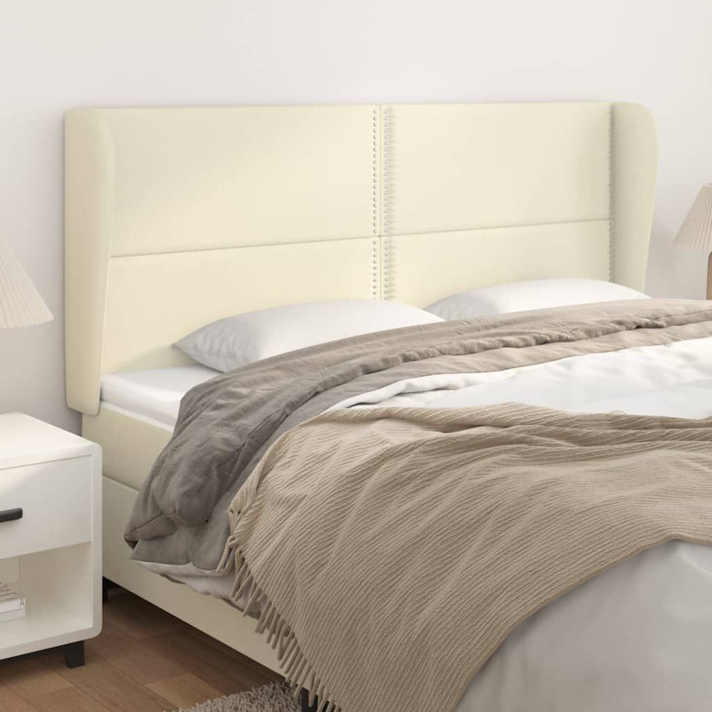 vidaXL Κεφαλάρι με Πτερύγια Κρεμ 163x23x118/128 εκ. Συνθετικό Δέρμα