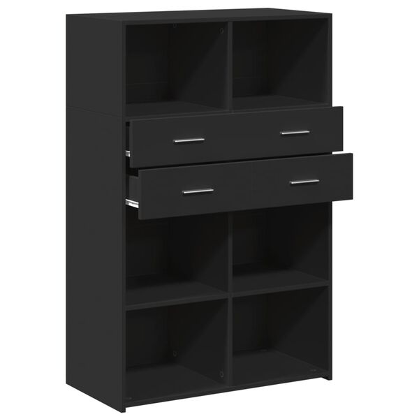 vidaXL Ντουλάπι Μαύρο 80x42,5x124 εκ. από Επεξεργασμένο Ξύλο