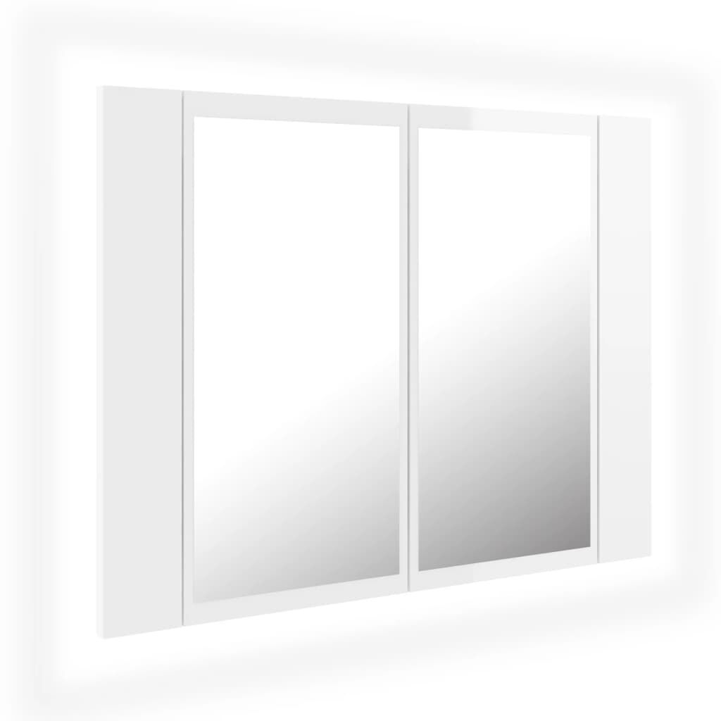 vidaXL Καθρέφτης Μπάνιου με LED Γυαλιστερό Λευκό 60x12x45 εκ.Ακρυλικός