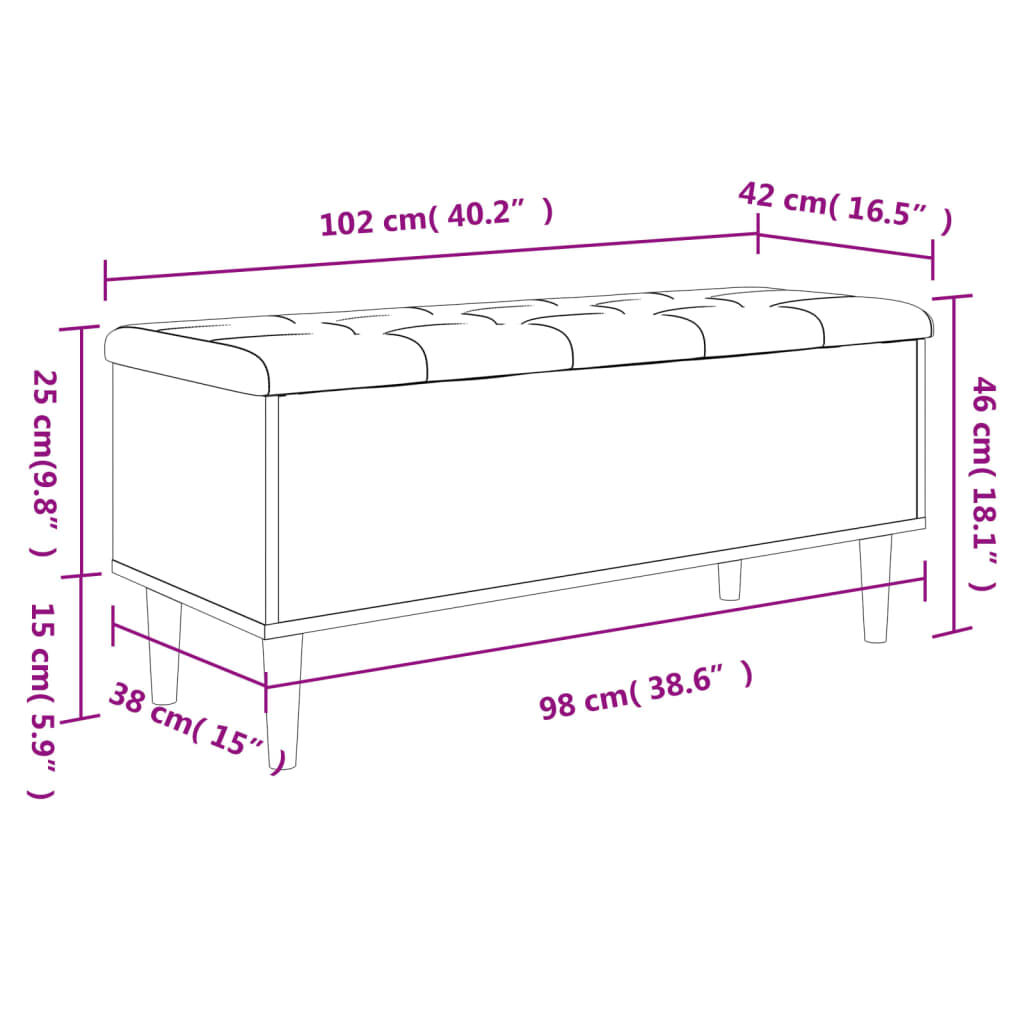 vidaXL Παγκάκι Αποθήκευσης Καπνιστή Δρυς 102x42x46 εκ. από Επεξ. Ξύλο