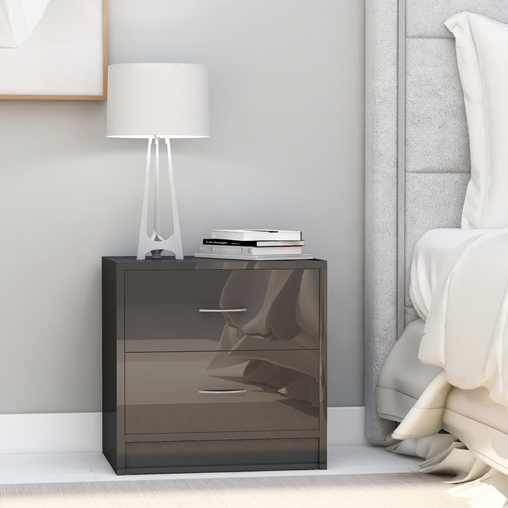 vidaXL Κομοδίνο Γυαλιστερό Γκρι 40 x 30 x 40 εκ. από Μοριοσανίδα