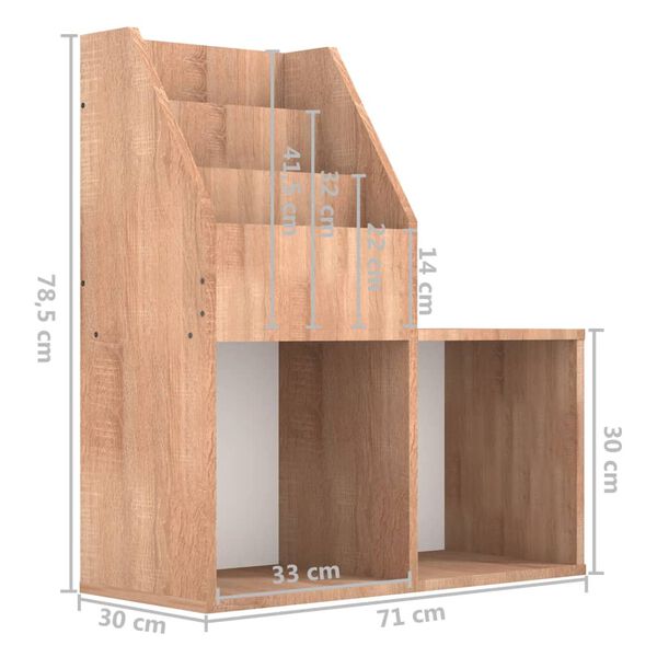 vidaXL Παιδική Ραφιέρα Περιοδικών Sonoma Δρυς 71x30x78,5εκ Επεξ. Ξύλο