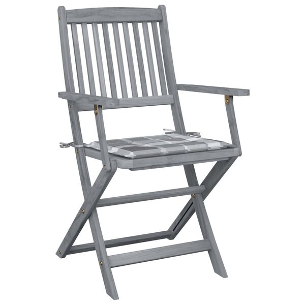 vidaXL Καρέκλες Εξωτ. Χώρου Πτυσσόμενες 4 τεμ Ξύλο Ακακίας & Μαξιλάρια