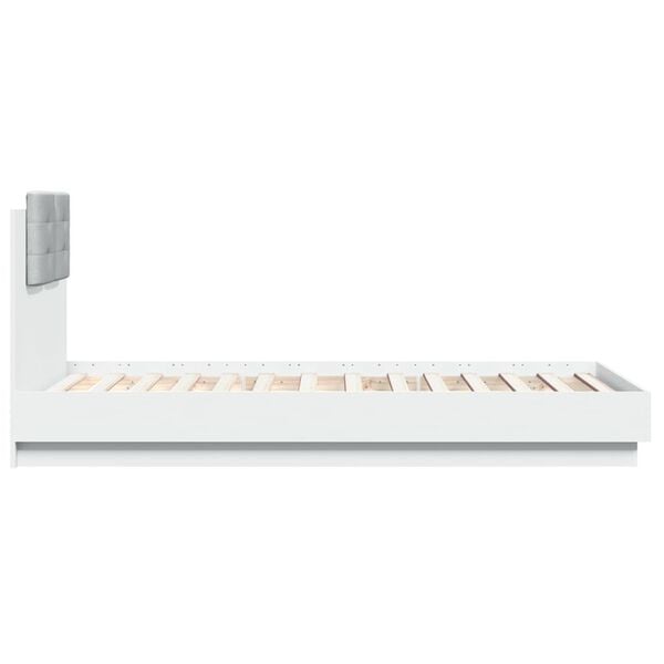 vidaXL Πλαίσιο Κρεβατιού με Κεφαλάρι/LED Λευκό 90 x 190 εκ.