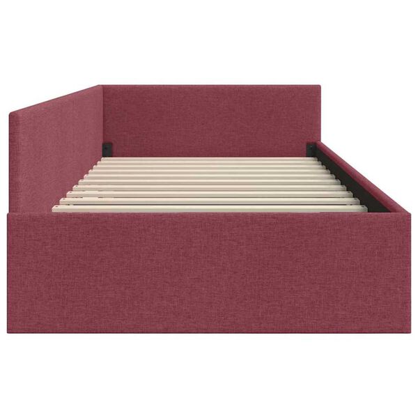 vidaXL Κρεβάτι Γωνίας Μπορντό 90 x 190 cm Ύφασμα και Έργο ξύλου