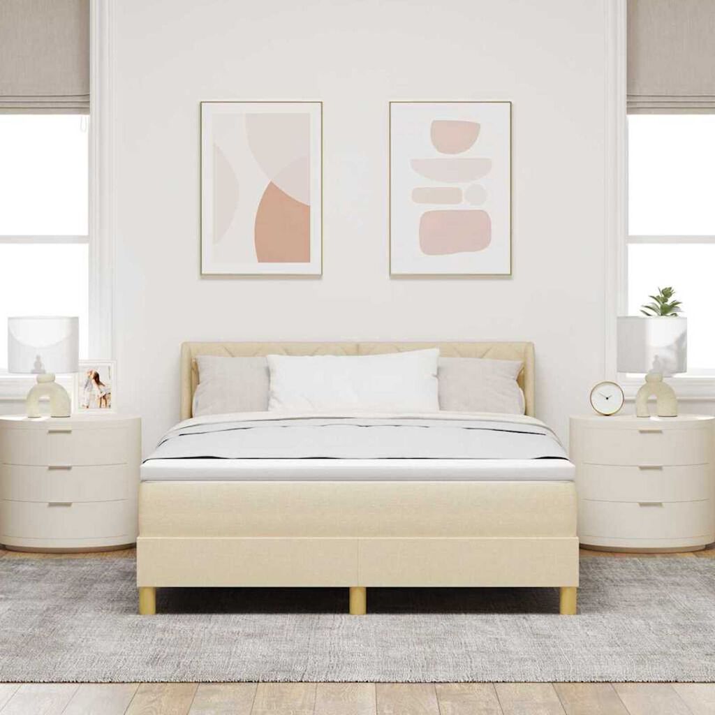 vidaXL Κρεβάτι με Ελατήρια με στρώμα Κρεμ 160 x 200 cm ύφασμα