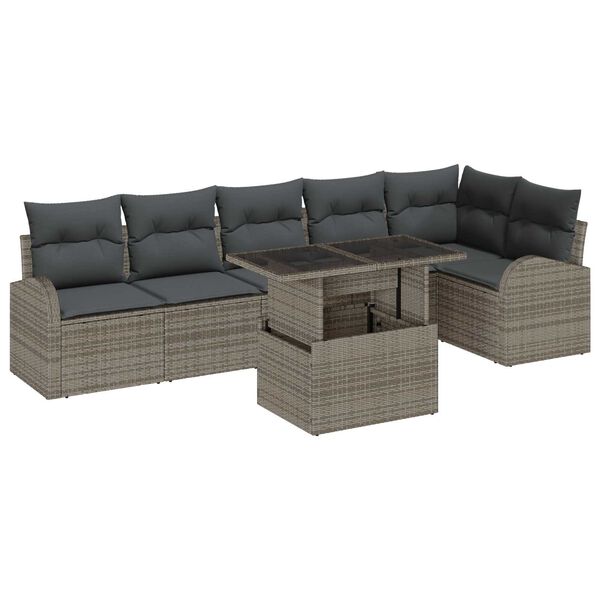 vidaXL Σετ Καναπέ Κήπου 7 pcs Γκρι 100 x 55 x 73 εκ Πολυ ράταν