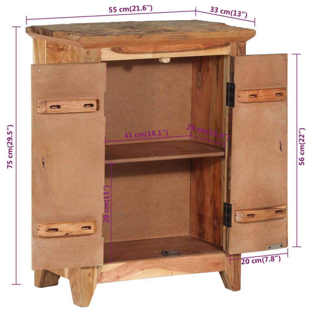 vidaXL Ντουλάπι 55 x 33 x 75 εκ. Μασίφ Ξύλο Ακακίας/Ανακυκλωμένο Ξύλο