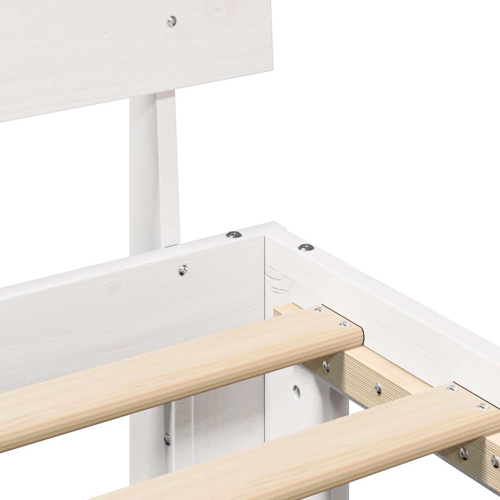 vidaXL Σκελετός Κρεβατιού Λευκό 135 x 190 cm Μασίφ ξύλο πεύκου