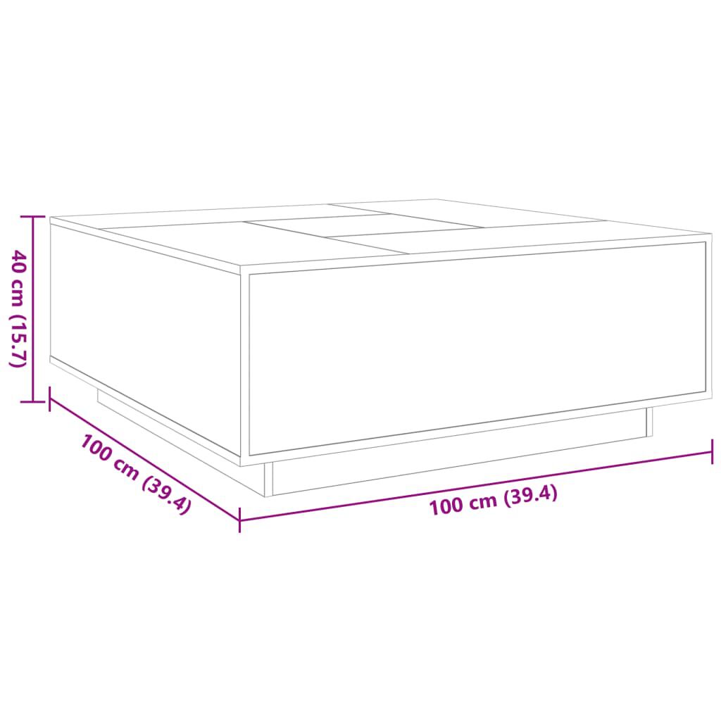 vidaXL Τραπεζάκι Σαλονιού Infinity LED Λευκό 100x100x40 εκ.