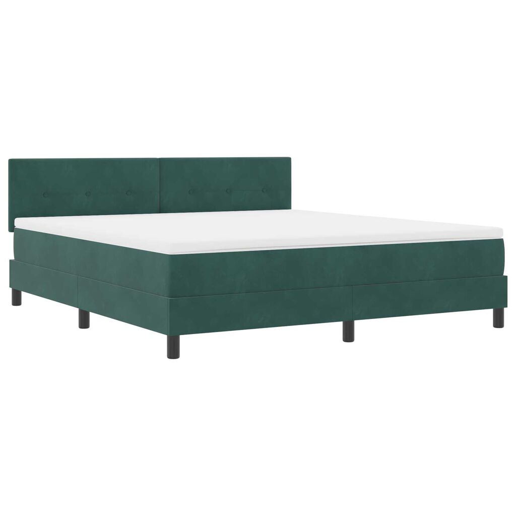 vidaXL Κρεβάτι με ελατήρια Σκούρο πράσινο 180 x 200 cm Βελούδο