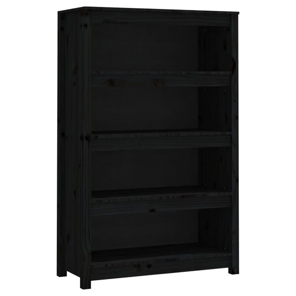 vidaXL Βιβλιοθήκη Μαύρη 80x35x126 εκ. από Μασίφ Ξύλο Πεύκου