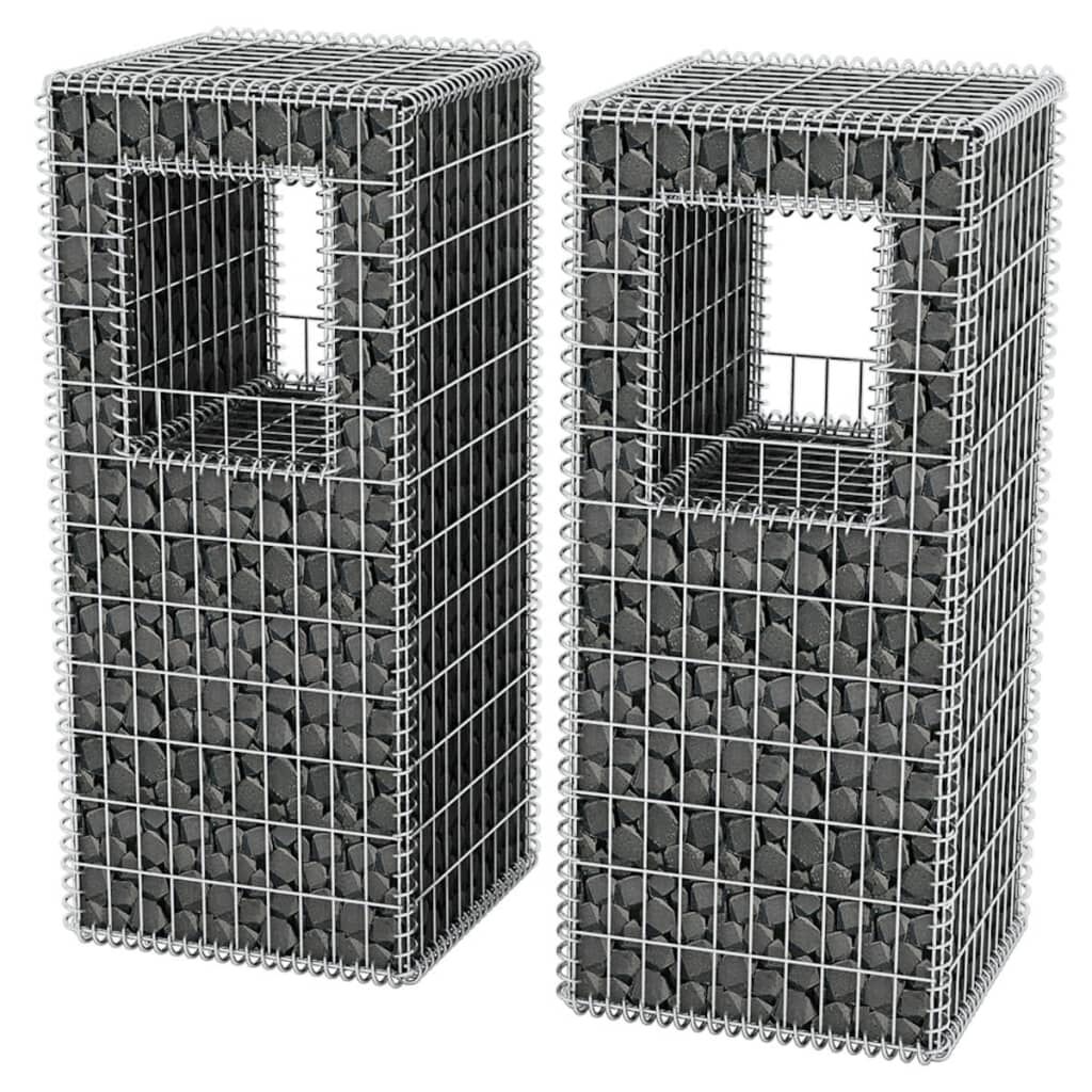vidaXL Συρματοκιβώτια Στύλοι/Γλάστρες 2 τεμ 50 x 50 x 120 εκ. Ατσάλινα