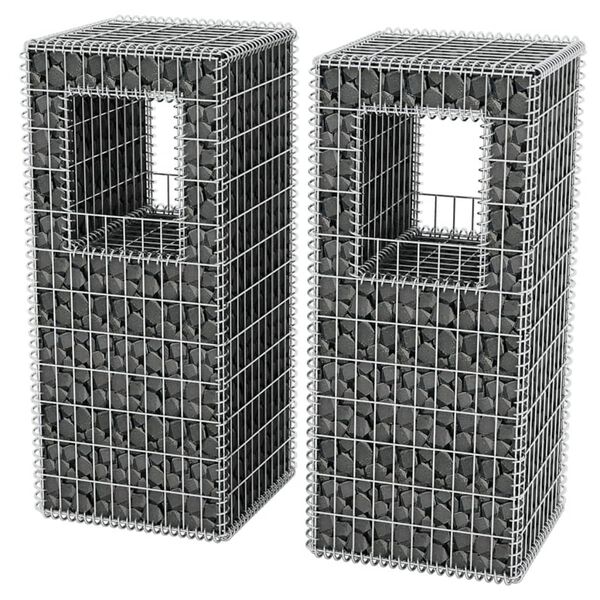 vidaXL Συρματοκιβώτια Στύλοι/Γλάστρες 2 τεμ 50 x 50 x 120 εκ. Ατσάλινα