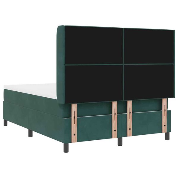 vidaXL Κρεβάτι Box Spring LED με Στρώμα Σκούρο πράσινο 140 x 200 cm