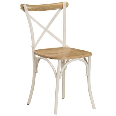 vidaXL Καρέκλες με Χιαστί Πλάτη 2 τεμ. Λευκές από Μασίφ Ξύλο Μάνγκο