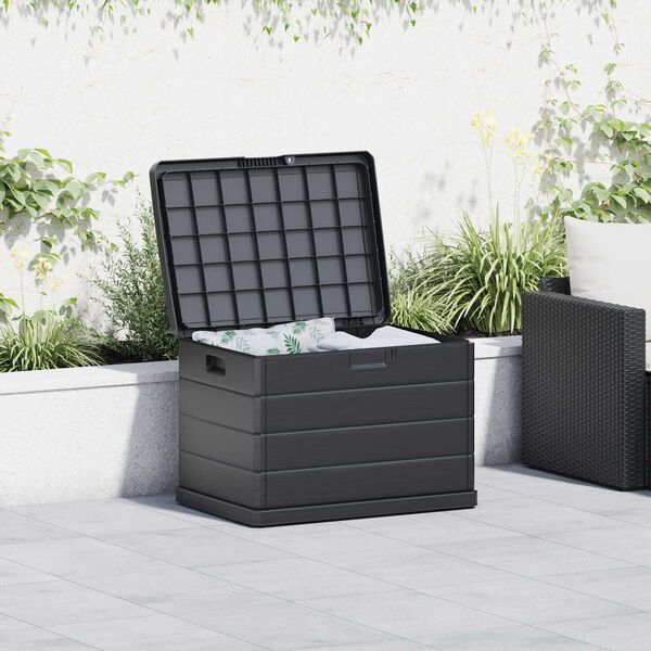 vidaXL Κουτί αποθήκευσης κήπου Ανθρακί 77.5 x 54.5 x 53 εκ. Πλαστικό