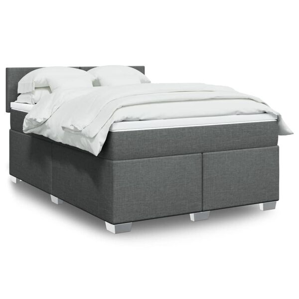 vidaXL Κρεβάτι Boxspring με Στρώμα Σκούρο Γκρι 140x190 εκ. Υφασμάτινο