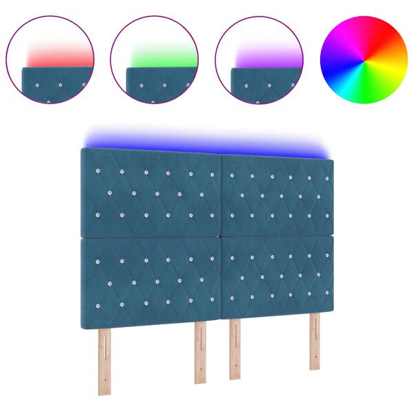 vidaXL LED Κεφαλάρι Σκούρο Μπλε 72 cm Βελούδο