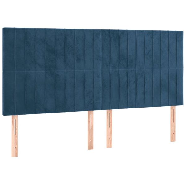 vidaXL Κρεβάτι Boxspring με Στρώμα Σκούρο Μπλε 200x200 εκ. Βελούδινο