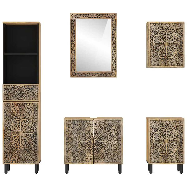 vidaXL Έ&pi;&iota;&pi;&lambda;&alpha; &Mu;&pi;ά&nu;&iota;&omicron;&upsilon; &Sigma;&epsilon;&tau; 5 &Tau;&epsilon;&mu;&alpha;&chi;ί&omega;&nu; &alpha;&pi;ό &Mu;&alpha;&sigma;ί&phi; &Xi;ύ&lambda;&omicron; &Mu;ά&nu;&gamma;&kappa;&omicron;