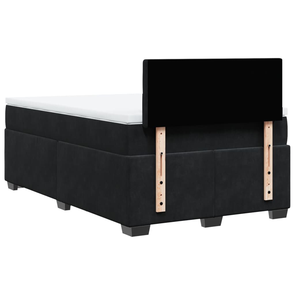 vidaXL Κρεβάτι Boxspring με Στρώμα Μαύρο 120x190 εκ. Βελούδινο