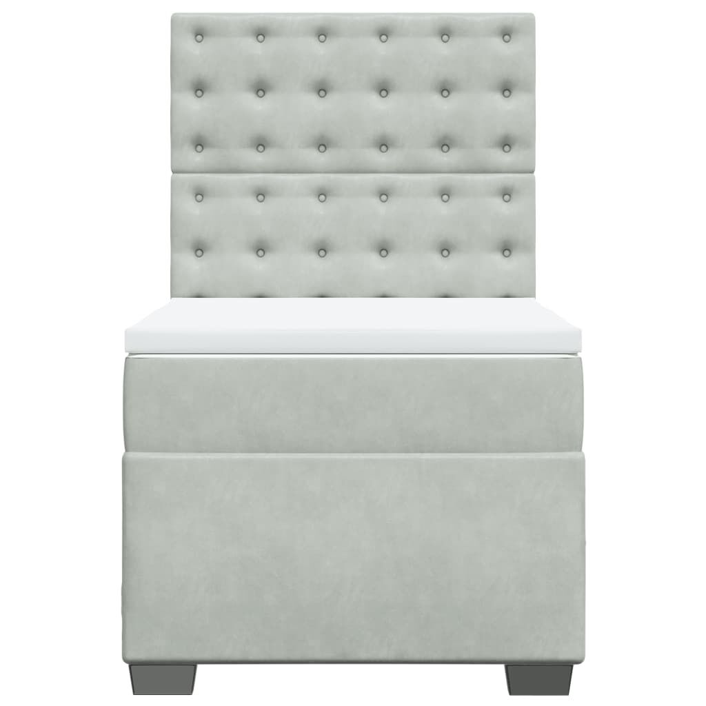 vidaXL Κρεβάτι Boxspring με Στρώμα Ανοιχτό Γκρι 100x200 εκ. Βελούδινο