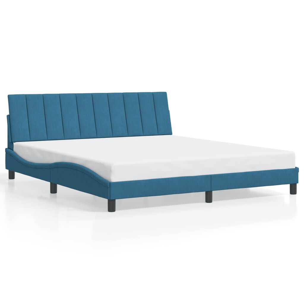 vidaXL Πλαίσιο Κρεβατιού με Κεφαλάρι Μπλε 180x200 εκ. Βελούδινο