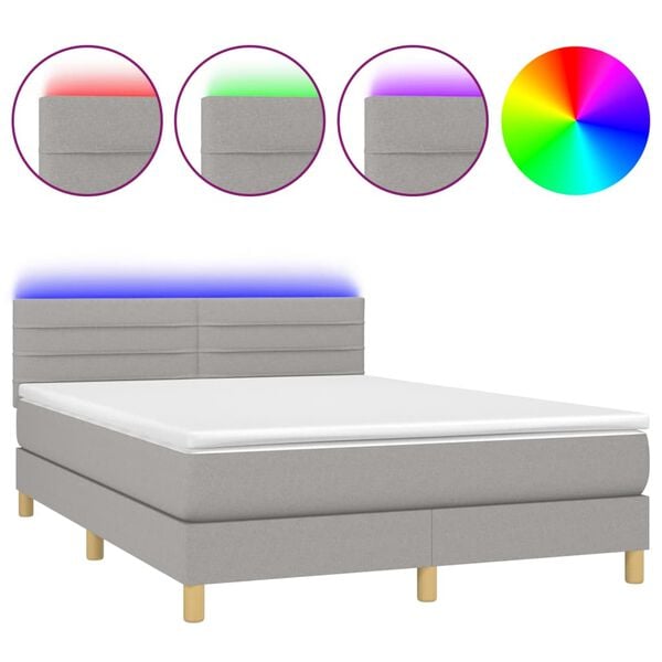 vidaXL &Kappa;&rho;&epsilon;&beta;ά&tau;&iota; Boxspring &mu;&epsilon; &Sigma;&tau;&rho;ώ&mu;&alpha; & LED &Alpha;&nu;.&Gamma;&kappa;&rho;&iota; 140x190&epsilon;&kappa;. &Upsilon;&phi;&alpha;&sigma;&mu;ά&tau;&iota;&nu;&omicron;