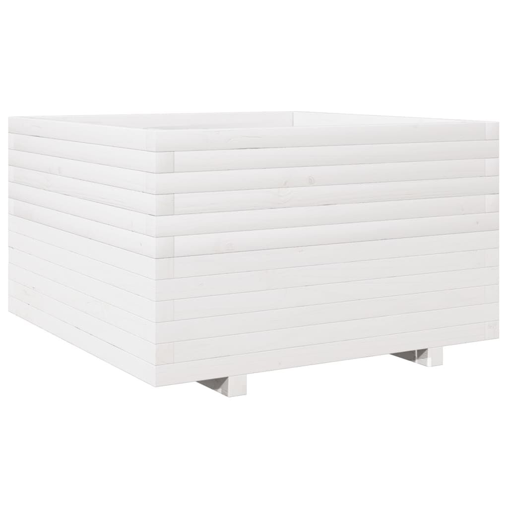vidaXL Ζαρντινιέρα Κήπου Λευκή 80x80x49,5 εκ. από Μασίφ Ξύλο Πεύκου
