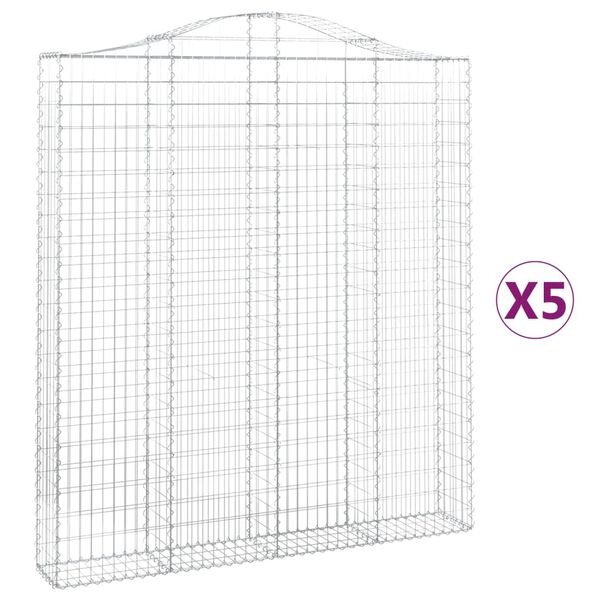 vidaXL Συρματοκιβώτια Τοξωτά 5 τεμ. 200x30x220/240 εκ. Γαλβαν. Ατσάλι