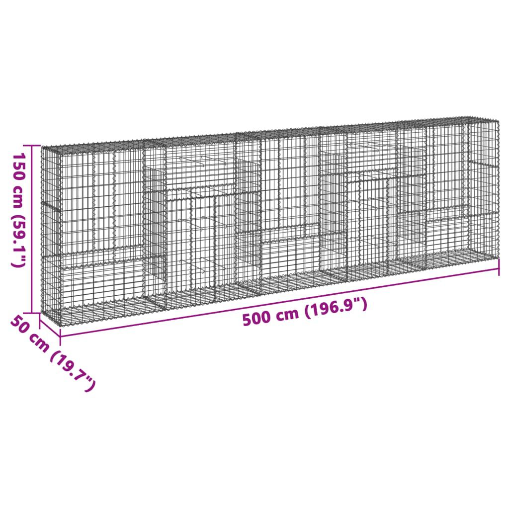 vidaXL Συρματοκιβώτιο με Κάλυμμα 500x50x150εκ. από Γαλβανισμένο Χάλυβα
