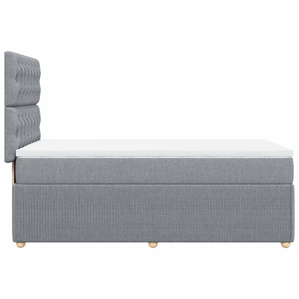 vidaXL Κρεβάτι Boxspring με Στρώμα Ανοιχτό Γκρι 90x200 εκ. Υφασμάτινο