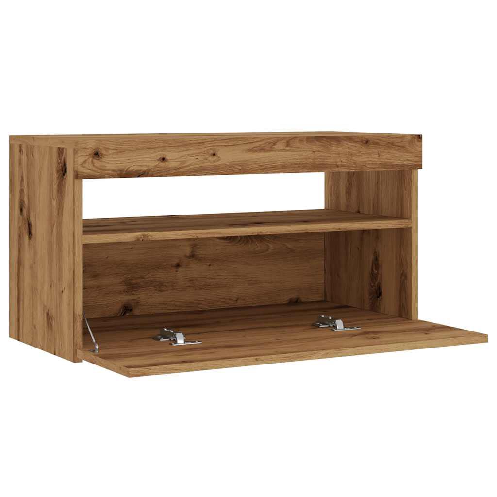 ντουλάπι τηλεόρασης vidaXL με φώτα LED Artisan Oak Κατασκευασμένο ξύλο