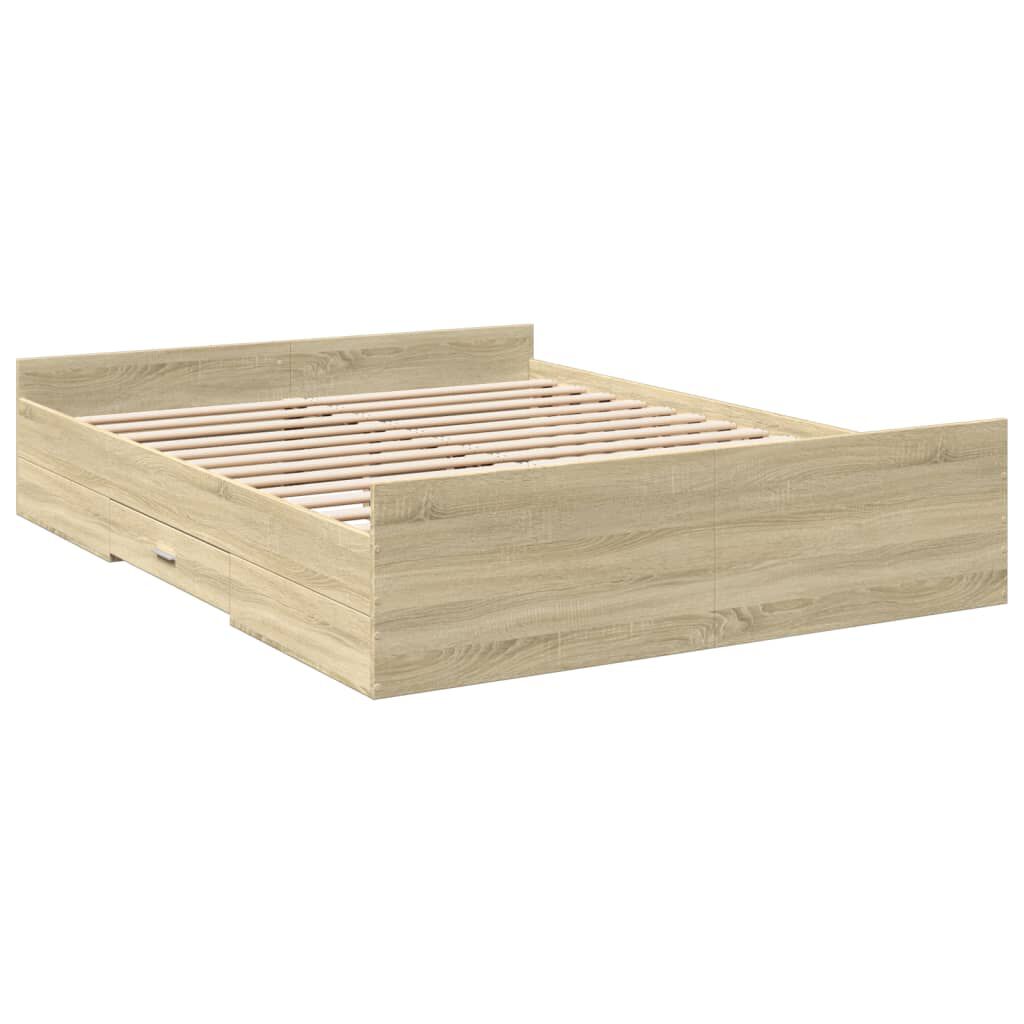 vidaXL Πλαίσιο Κρεβατιού με συρτάρια Sonoma Δρυς 140x200εκ. Επεξ. Ξύλο