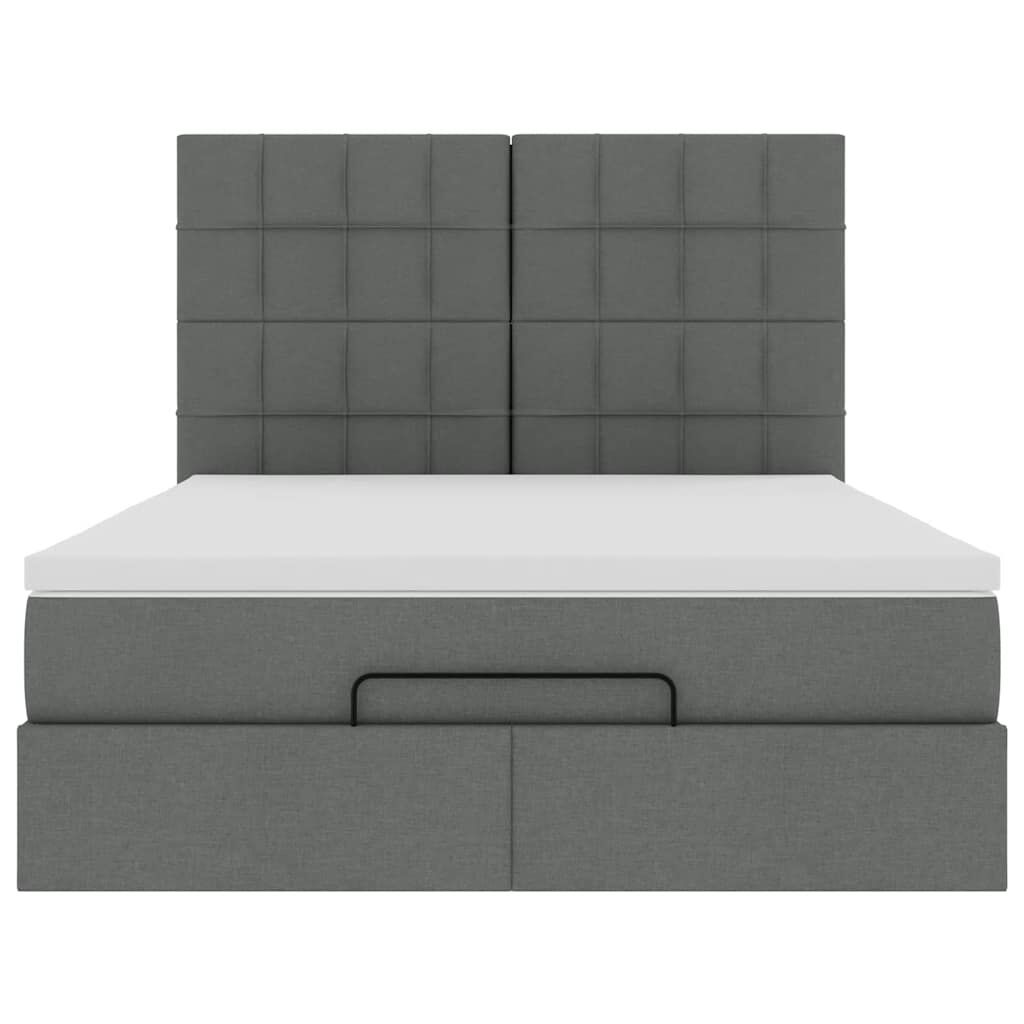 vidaXL Οθωμανικό κρεβάτι με στρώμα Σκούρο γκρι 140x200cm ύφασμα