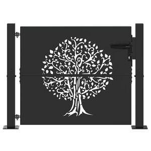 vidaXL Πύλη Κήπου Μαύρο 105 x 100 εκ Ατσάλι με Επικάλυψη Πούδρας