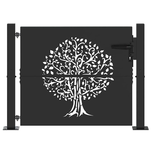 vidaXL Πύλη Κήπου Μαύρο 105 x 100 εκ Ατσάλι με Επικάλυψη Πούδρας