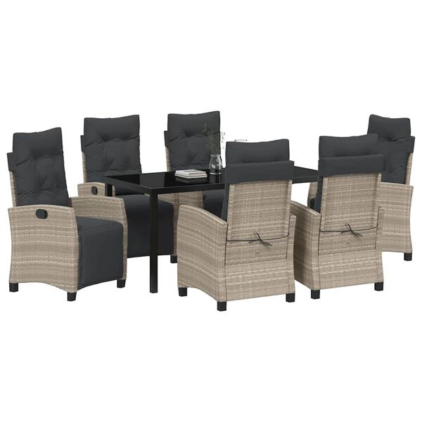 vidaXL Σέτ φαγητού για κήπο 7 pcs Ανοιχτό γκρι συνθετικό ρατάν