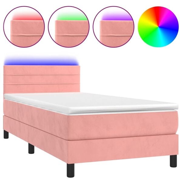 vidaXL &Kappa;&rho;&epsilon;&beta;ά&tau;&iota; Boxspring &mu;&epsilon; &Sigma;&tau;&rho;ώ&mu;&alpha; & LED &Rho;&omicron;&zeta; 100x200 &epsilon;&kappa;. &Beta;&epsilon;&lambda;&omicron;ύ&delta;&iota;&nu;&omicron;