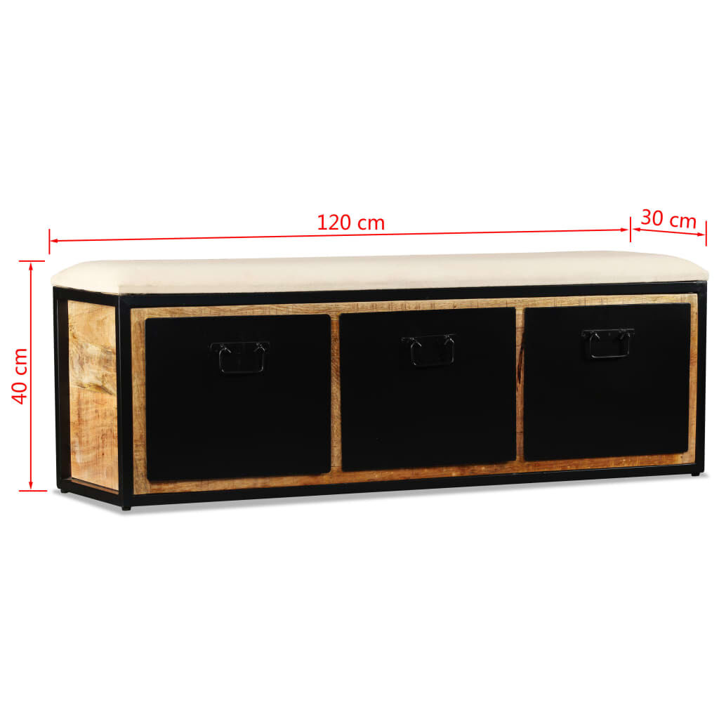 vidaXL Πάγκος Αποθήκευσης με 3 Συρτάρια 120x30x40 εκ Μασίφ Ξύλο Μάνγκο