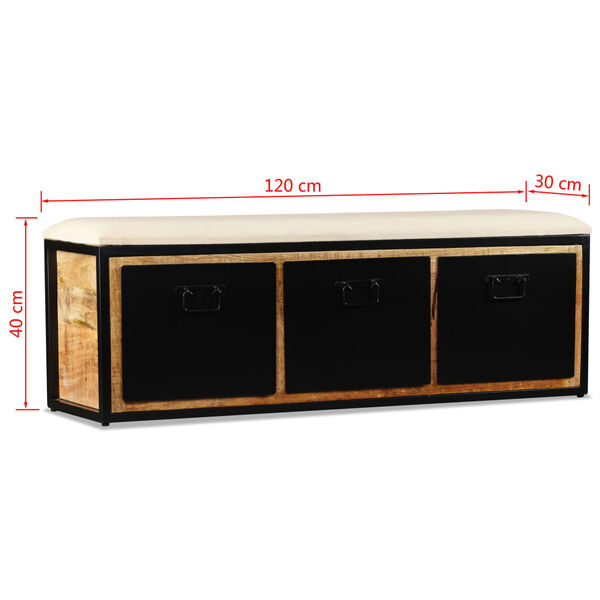 vidaXL Πάγκος Αποθήκευσης με 3 Συρτάρια 120x30x40 εκ Μασίφ Ξύλο Μάνγκο