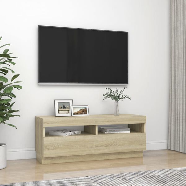 vidaXL Έπιπλο Τηλεόρασης με Φωτισμό LED Sonoma Δρυς 100 x 35 x 40 εκ.