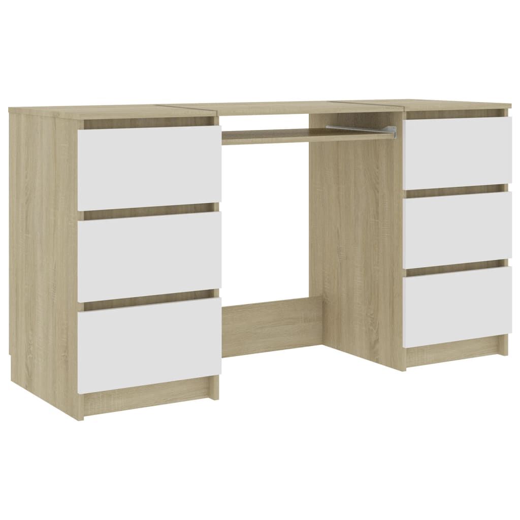 vidaXL Γραφείο Λευκό/Sonoma Δρυς 140 x 50 x 77 εκ. από Μοριοσανίδα