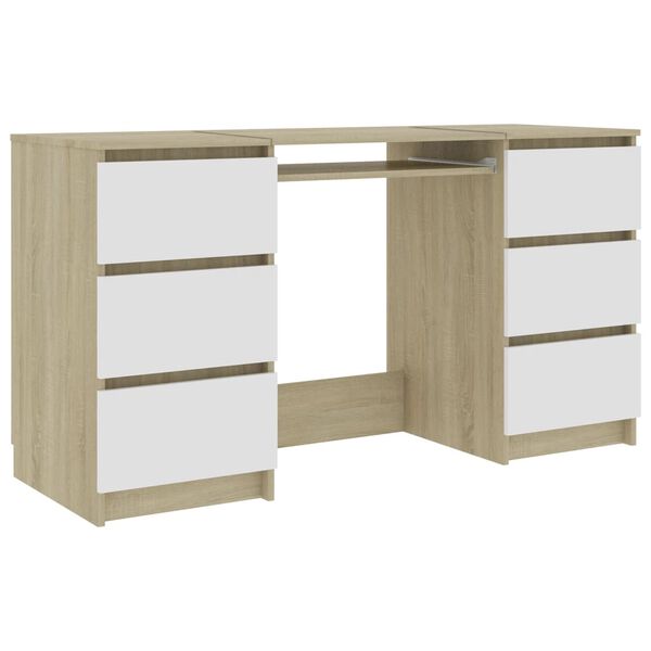 vidaXL Γραφείο Λευκό/Sonoma Δρυς 140 x 50 x 77 εκ. από Μοριοσανίδα