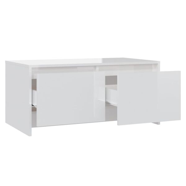 vidaXL Τραπεζάκι Σαλονιού Γυαλ. Λευκό 90x50x41,5 εκ. Επεξεργ. Ξύλο