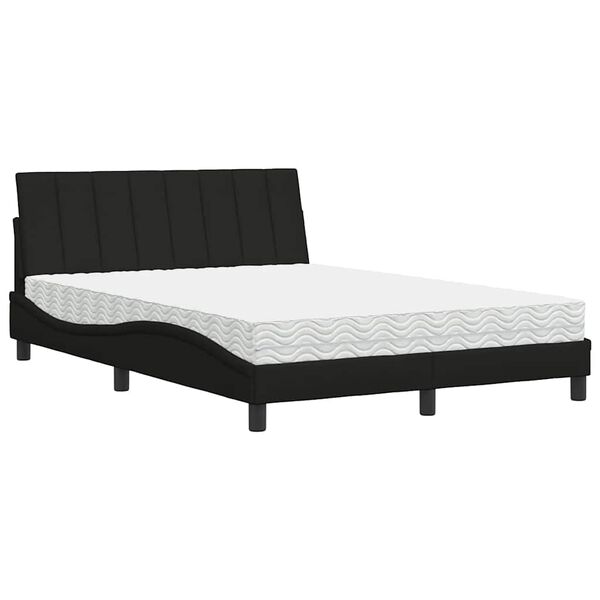 vidaXL Κρεβάτι με Στρώμα Hanko Μαύρο 120x200 εκ. Υφασμάτινο