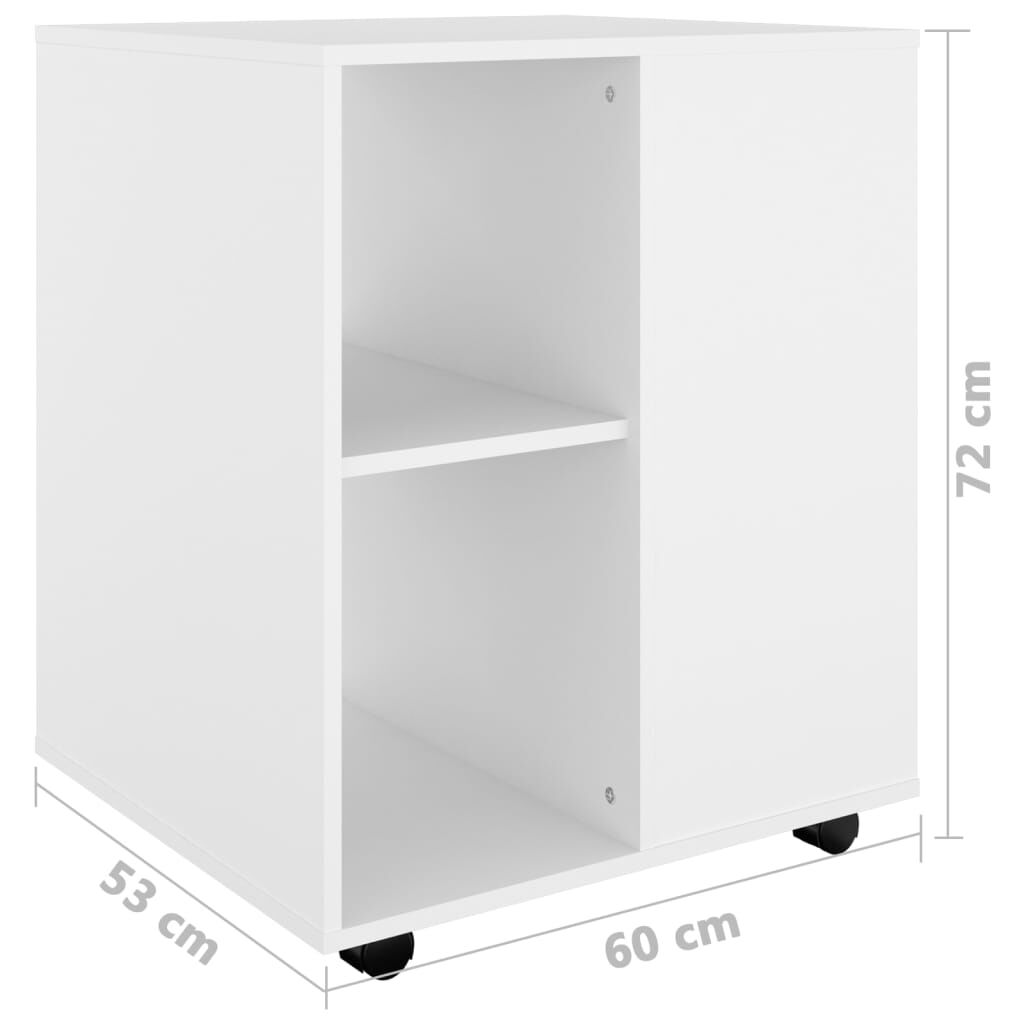 vidaXL Ντουλάπι Τροχήλατο Λευκό 60 x 53 x 72 εκ. από Επεξ. Ξύλο