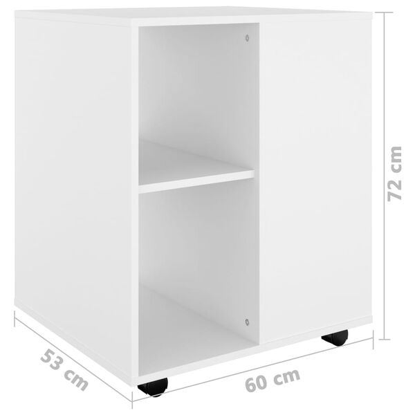 vidaXL Ντουλάπι Τροχήλατο Λευκό 60 x 53 x 72 εκ. από Επεξ. Ξύλο